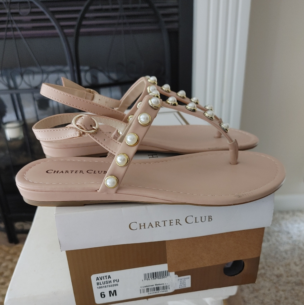 Charter Club Avita Embellished T-Strap Slingback Sandals 6M - Picture 7 of 14